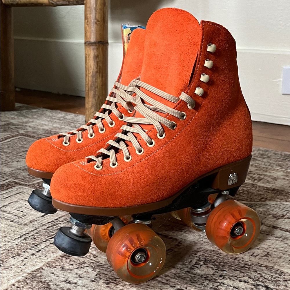 Orange Suede Roller Skates